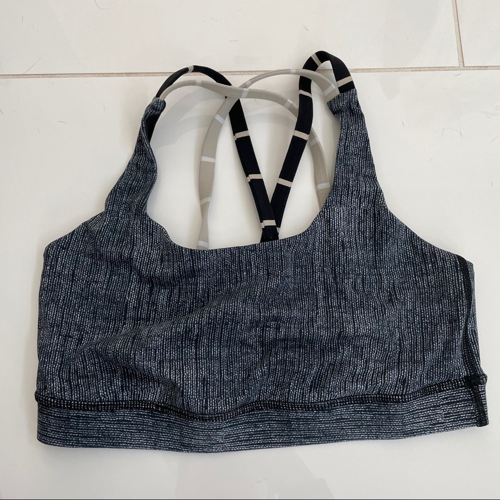Navy Pattern Sports Bra